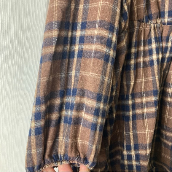 Bloomchic plaid blouse long sleeve brown Sz 30 Oversized - Picture 5 of 16